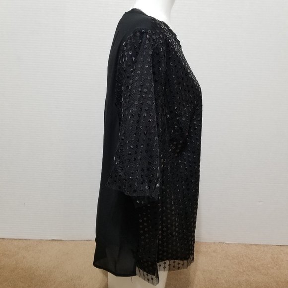 Who What Wear top 2X Plus Size sequin mesh overlay bedazzled bling party evening - Picture 4 of 11